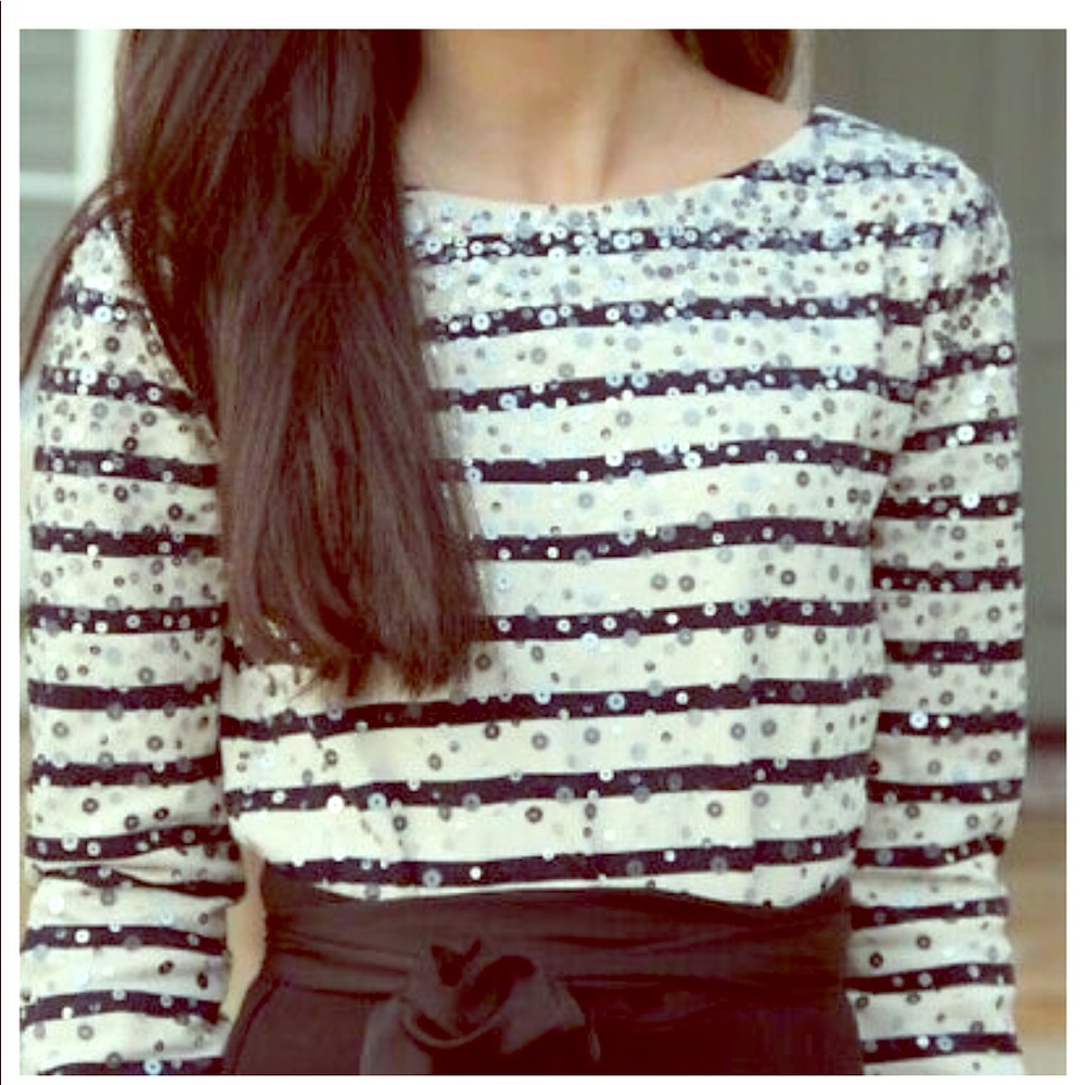 J.Crew Confetti Sequin Stripe Top